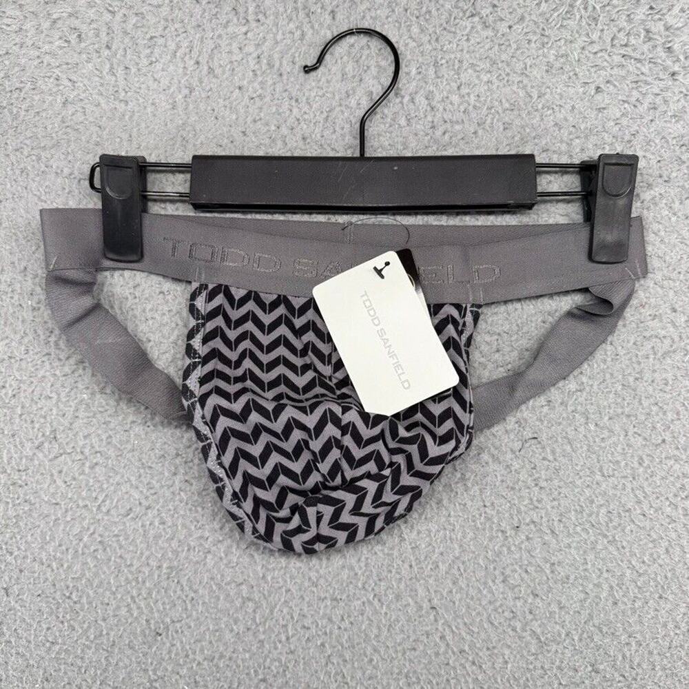 Todd Sanfield Jock Underwear mens Small Gray Black Thick Line Chevron Pima NEW